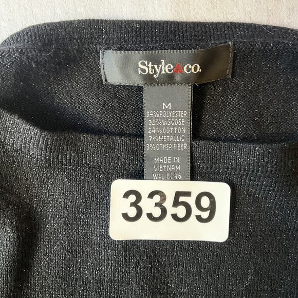 Style & Co. Women Sweatshirt M Black Geometric Deer Head Metallic Graphic Print - Picture 2 of 8